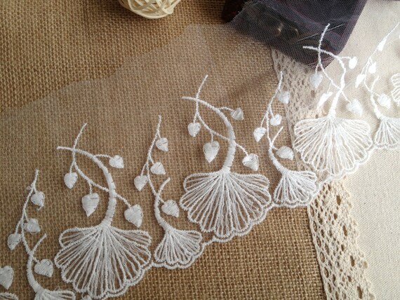 Delicate Leaf Fine Guipure Lace Trim Embroidered Leaf Tulle -  Norway