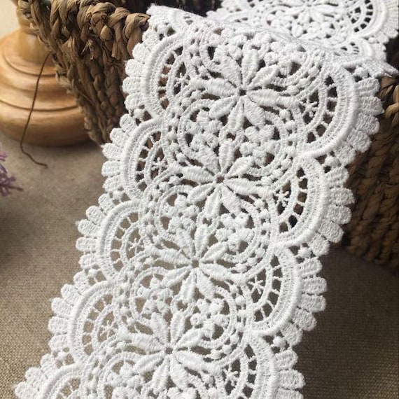 Vintage off White Cotton Lace Trim Embroidered Scalloped Lace 3 Inch Wide 2  Yards Sewing Lace -  Canada