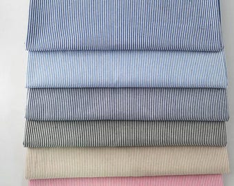30 Colors Stripes Fabric, PolyesterCotton Fabric, Vintage Style Ticking Material Home Decor Dressmaking 57" or 145cm wide