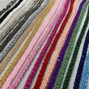 Exquisite Beaded Trim 0.2 Wide Wedding Beaded Lace for Gown Straps, Headbands, Sashes Belt or Cake decoration 20 colors image 4