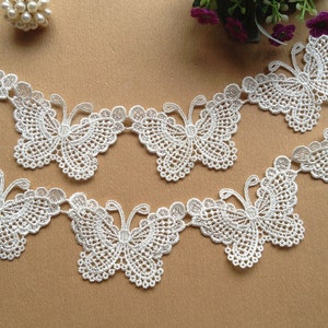 SALE White Lovely Butterfly Lace Trim Venice Lace Butterfly Appliques for Your Fashion Design