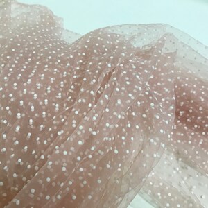 Black Lace Fabric, Polka Dots Tulle Lace Fabric, Tutu Dress Fabric, Fascinators, Bridal Gowns Dusty pink