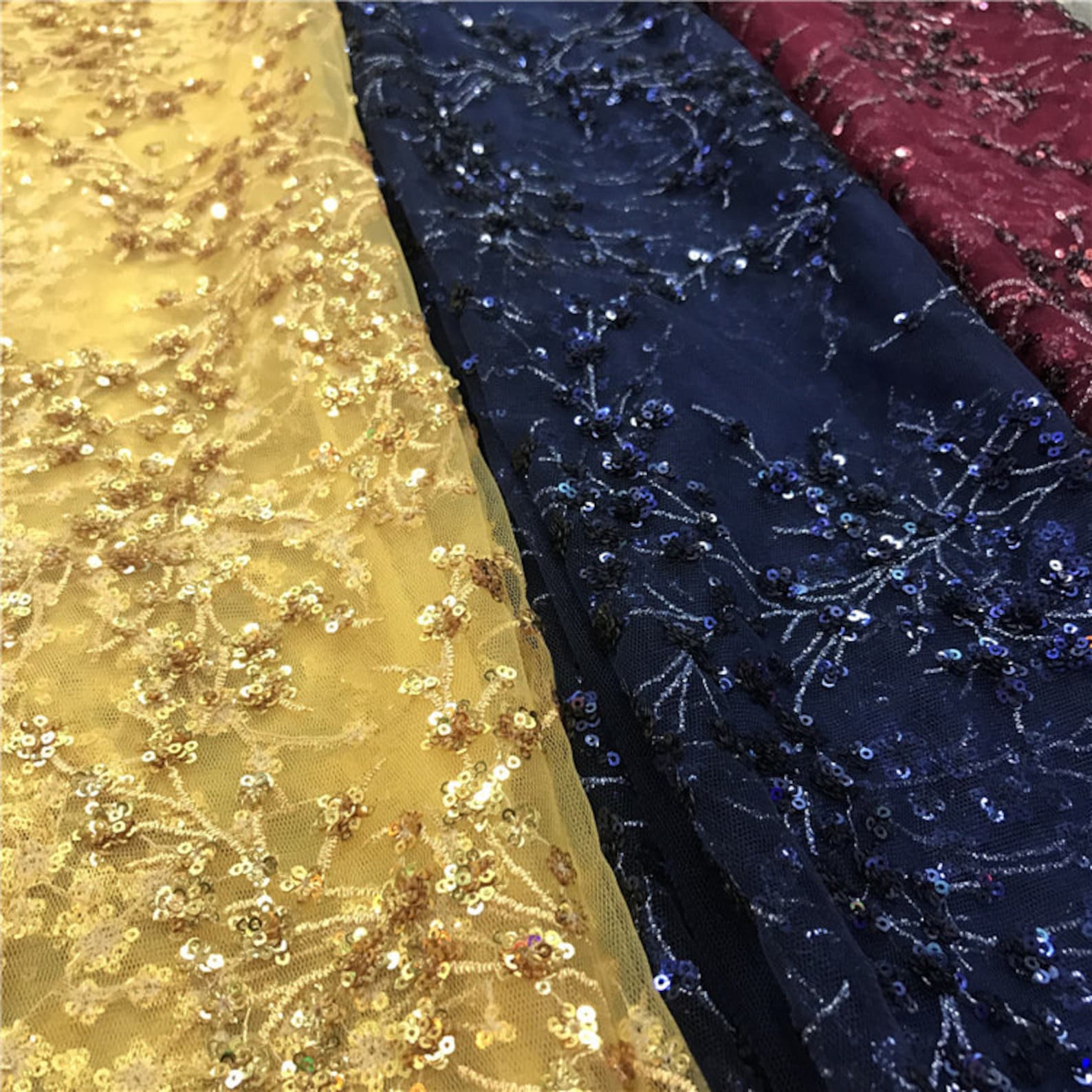 sequin-embroidery-fabric-navy-blue-lace-fabric-floral-leaf-lace
