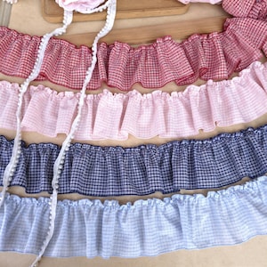 9 CM brede gewassen katoenen plaid geruite gegolfde kanten rand, kleurrijke gingham rand, kinderkleding zoomrand