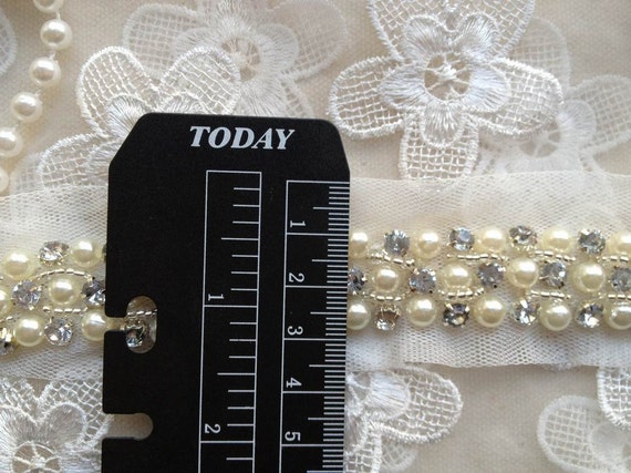 Hand Beaded Bridal Border 9 YD Trim Golden Craft Lace Pearl COLLECTIBLE EDH 