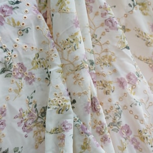 Multicolor Floral Printed Chiffon Lace Fabric for Summer Dress, Girl Dress, Maxi Dress, Shirts