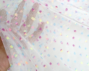 Soft Elastic Colorful Polka Dot Tulle Mesh Lace Fabric for Wedding Dress, Lingerie, Costumes