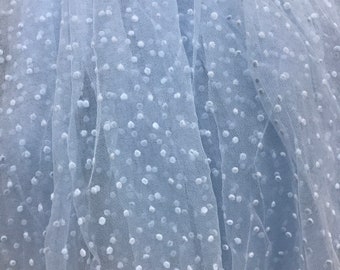 Sheer and Soft Tulle Fabric with Flocking Dotted for Bridal, Party Decor, Tutu Dress, Wedding Dress