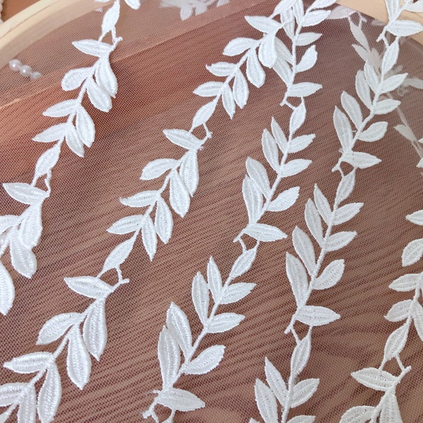 Aplique de encaje de hojas blancas para collar de novia, gargantilla de encaje y decoración para vestidos de novia.