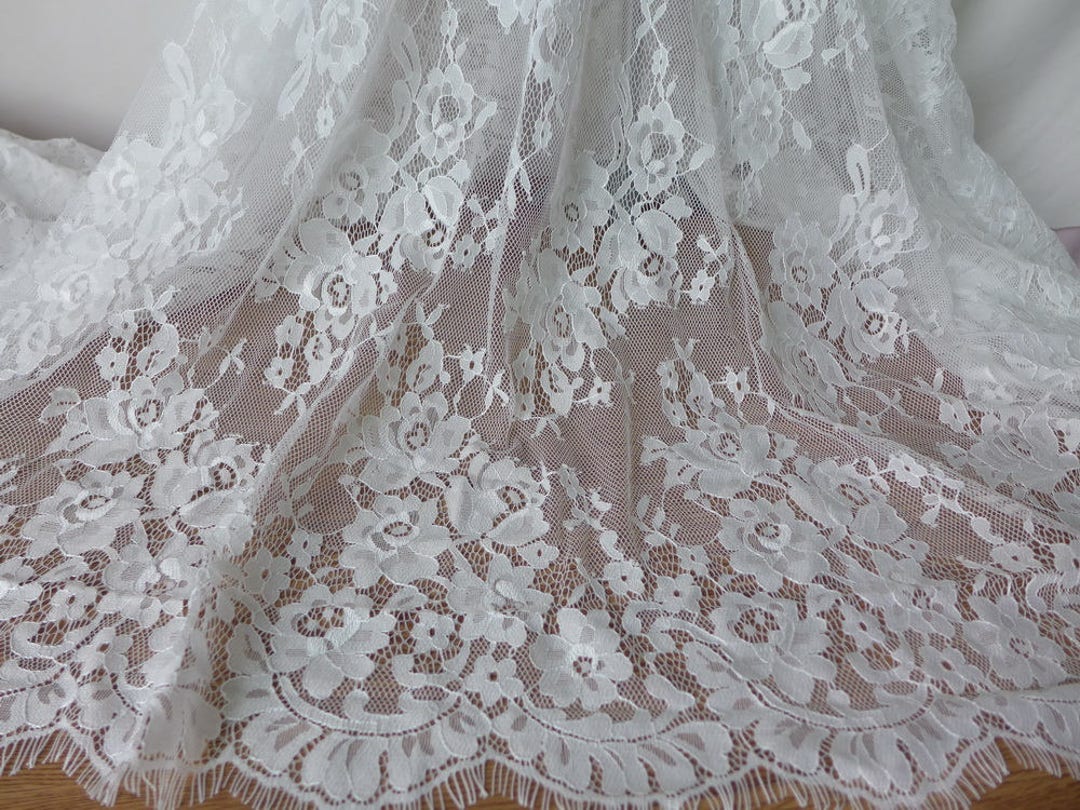 French Chantilly Lace Dress Fabric Elegant Floral Wedding Fabric Soft ...