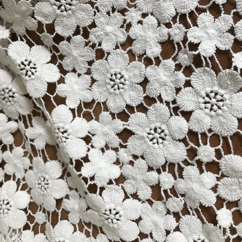 Off White Cotton Lace Fabric Charming Floral Flowers Fabric for Bridal,  Girl Dress, Wedding Gowns, Home Decoration 