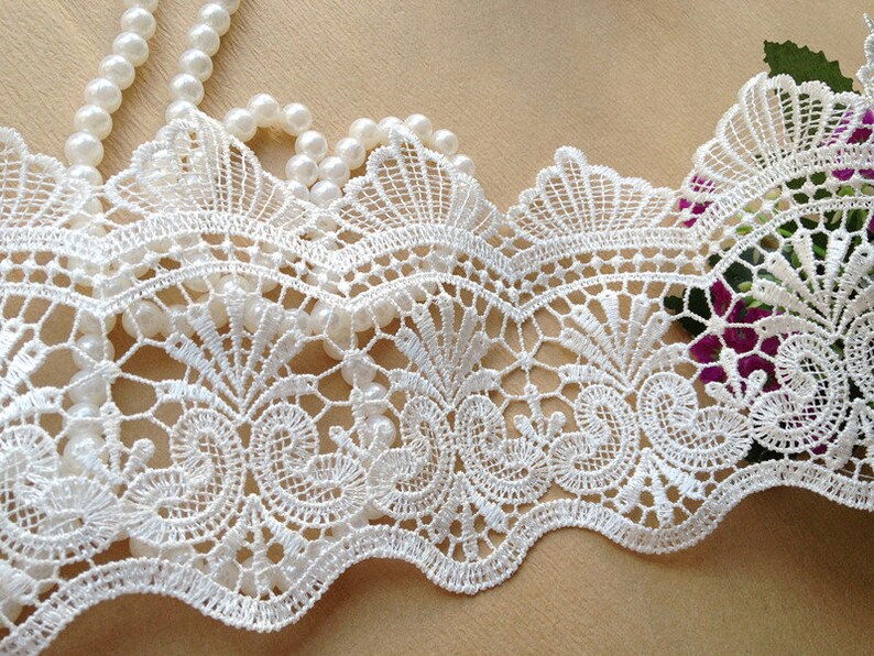 White Lace Trim Vintage Lace Embroidery Trim Lace Bridal Etsy
