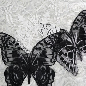 Black / White Butterfly Lace Applique Sewing Patch for Flower Girl Dress, Camisole Lingerie, Lace backless, Costumes