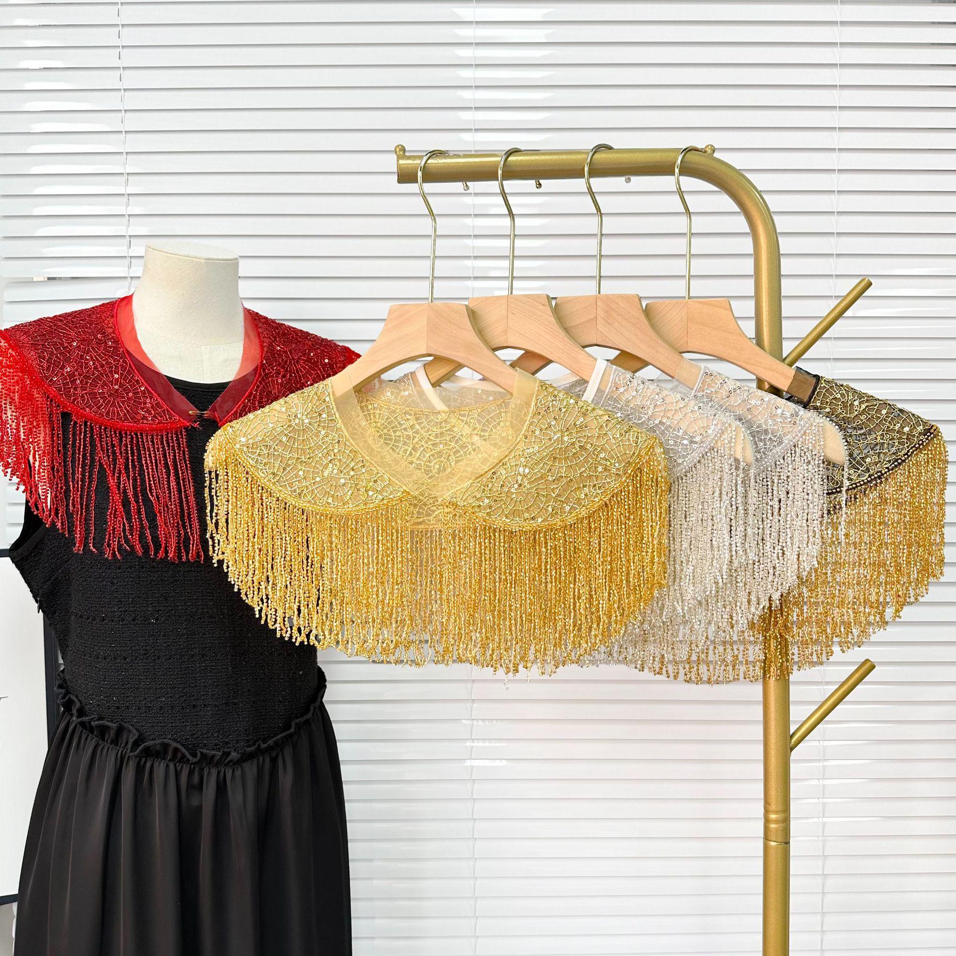 Collare finto staccabile, piccolo scialle con strass, mini