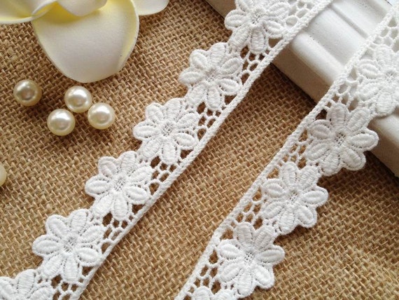 2 Yards Cotton Lace White Lace Trim Lovely Daisy Lace Trim for