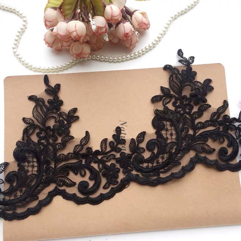 Black Corded Lace Trim Silvano