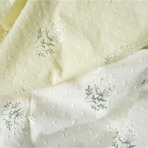 Cotton Fabric, Retro Floral Printed Fabric, Off white / Light yellow Cotton Dots Jacquard Fabric By the yard