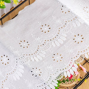 Off White Floral Cotton Eyelet Embroidered Lace Trim for Skirts, Doll ...