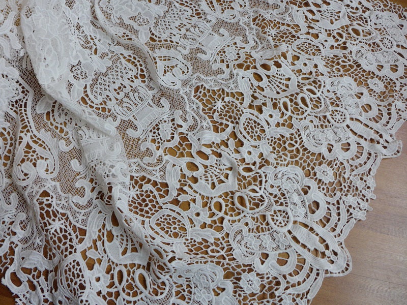 Venice Lace Fabric, White Hollowed Out Fabric, Retro Lace Fabric