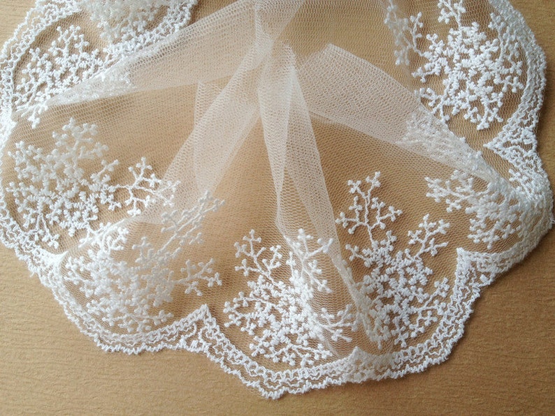 White Embroidery Lace Snowflake Trim Bridal Lace Wedding Etsy