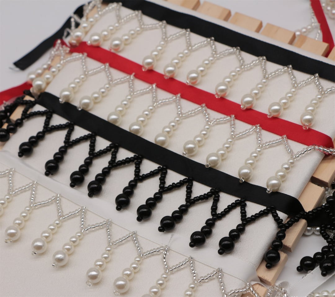 Pearl Dangle Trim, Beaded Fringe Trim Lace, Ribbon Beaded Lace Trim for ...