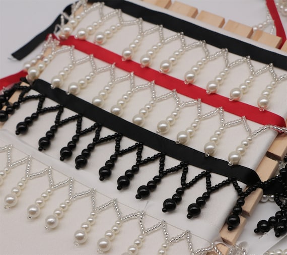 Per Se Black, White Sequined and Beaded Sash Belts Set with Fringe Black and White Sequin Dress Belt - Etsy main image 2