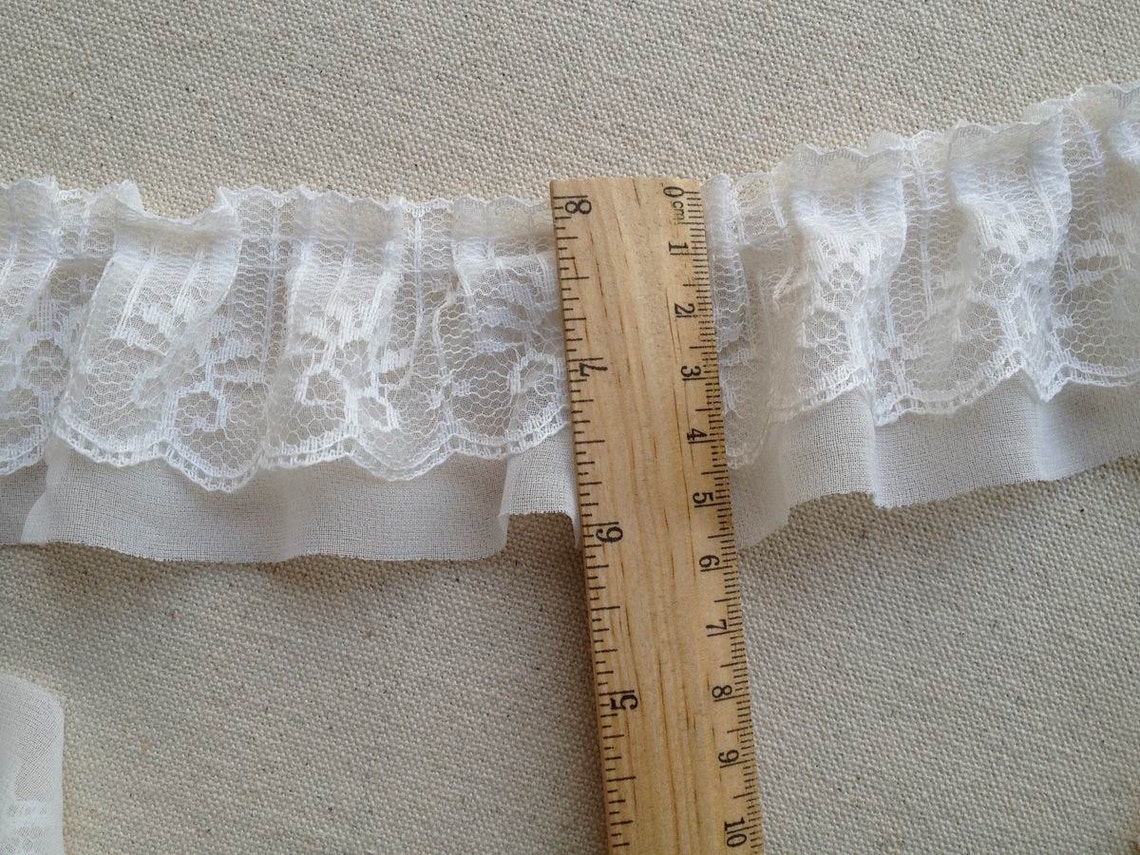 2 Yards White Ruffled Lace Trim Chiffon Lace Fabric Folded Etsy