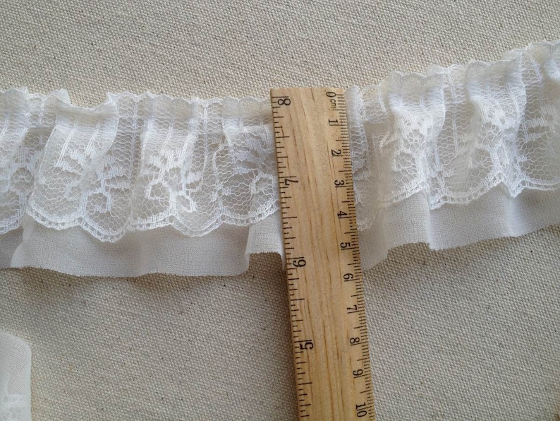 2 Yards White Ruffled Lace Trim Chiffon Lace Fabric Folded Etsy
