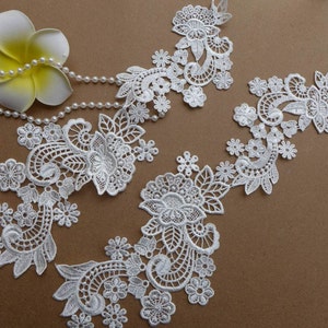 Ivory Venise Lace Applique, Bridal Hair Appliques, Wedding Lace Appliques, Neckline Lace