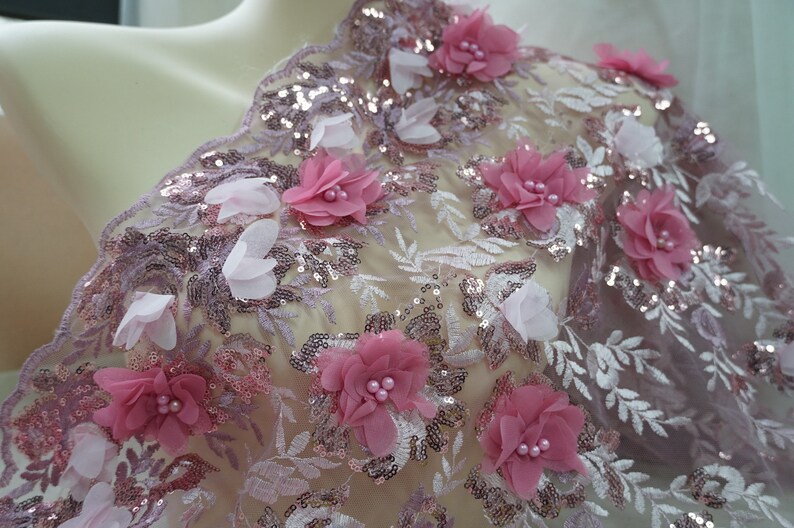 51" Wide Beaded Wedding Lace Fabric Floral Embroidery Corded Bridal Veils 1 Y 51" Wide Beaded Wedding Lace Fabric Floral Embroidery Corded Bridal Veils 1 Y