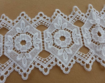 Retro White Hollowed QMilch Lace Trim for Bridal, Garters, Jewelry or Costume Design