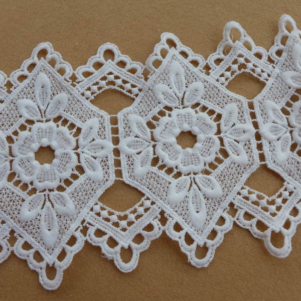 Retro White Hollowed QMilch Lace Trim for Bridal, Garters, Jewelry or Costume Design