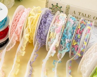 14 Colors - 2cm Stretchy Ruffle Lace Trim, Pleated Lace Trim, Small Doll Dress Decor, Lingerie Accessories, Sewing Craft Supply, 4 Yards