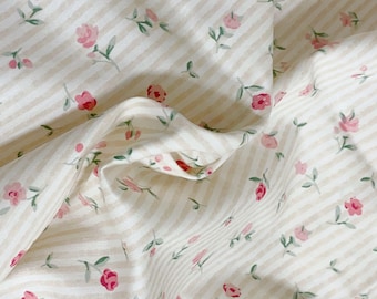 Small Floral Print Cotton Soft Fabric, Beautiful printed muslin fabric, Woven Quilting Cotton for Bedding and Home Decor By The Yard