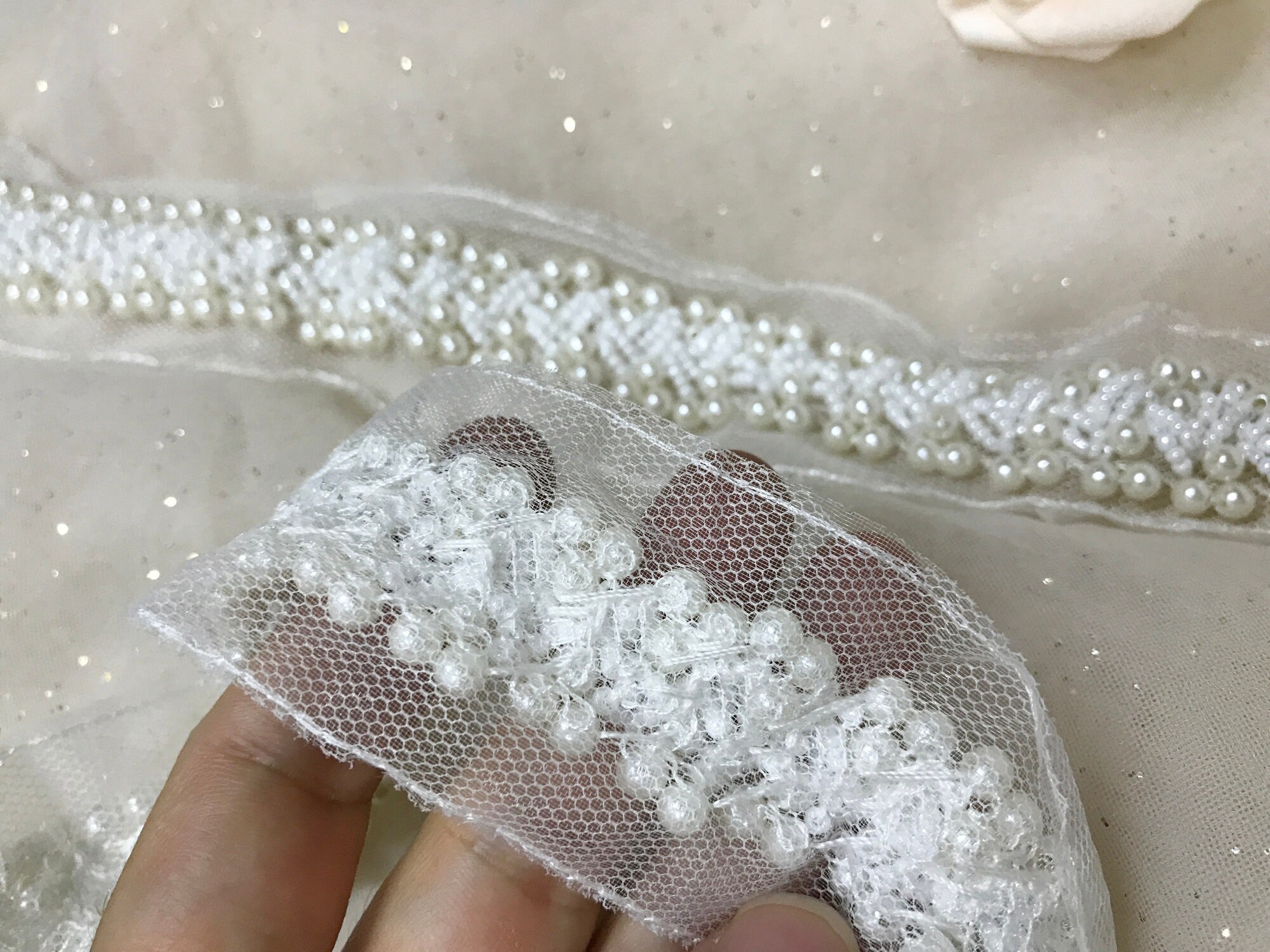 Wedding Pearls Beaded Trim for Bridal Sash Headbands Beaded Etsy UK