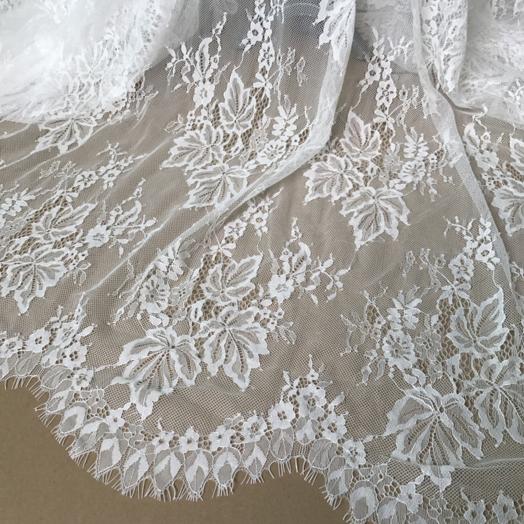 Off White Maple Leaf Lace Fabric Scalloped Edging Trim Lace - Etsy