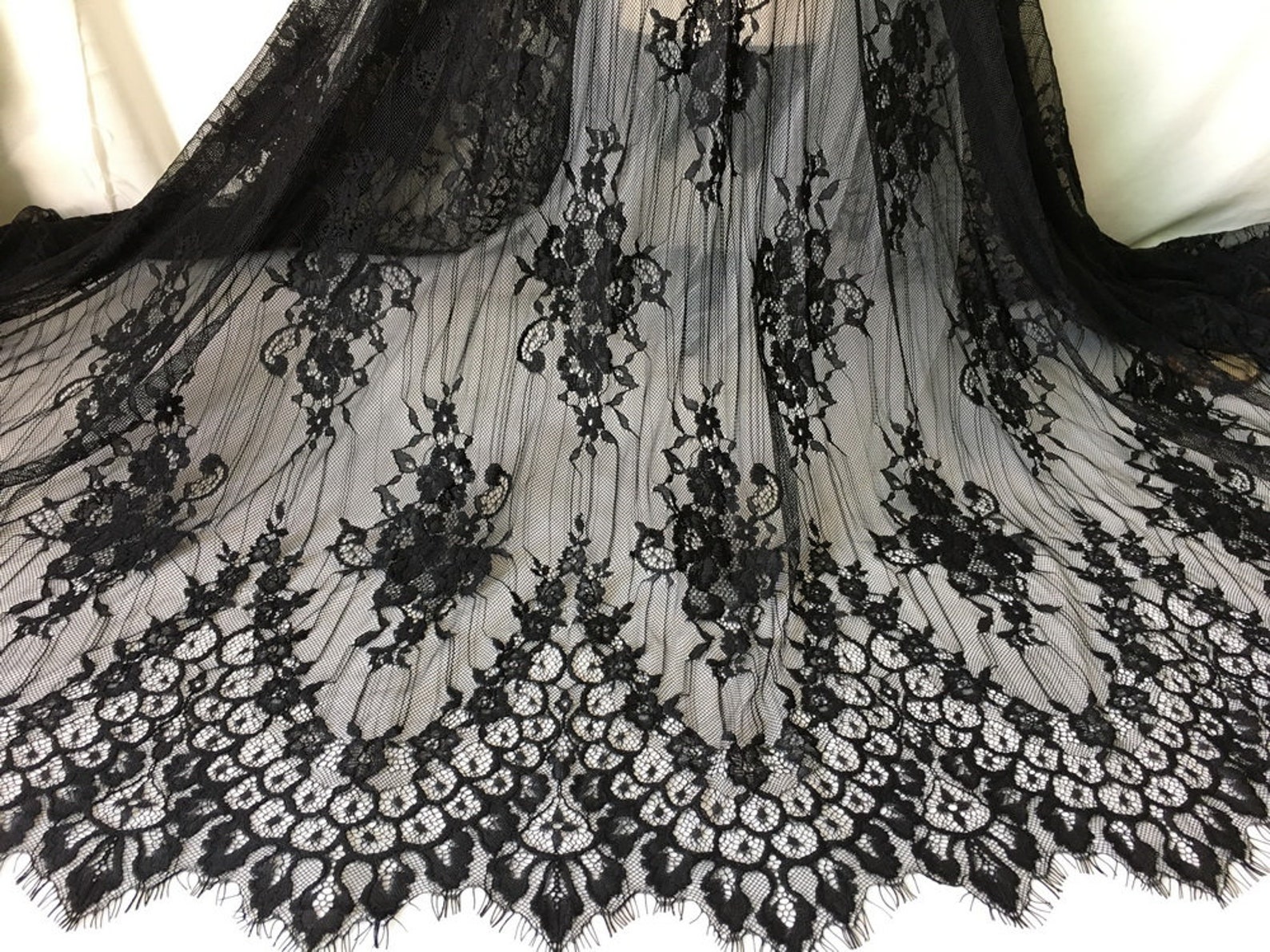 Gorgeous Chantilly Lace 57 Wide Black Floral Motif - Etsy