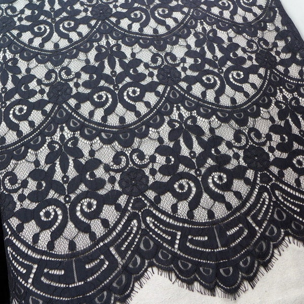 Bijzonder zwart Chantilly-stof geschulpt wimperkant voor zwarte jurk, lingerie, kostuumontwerp