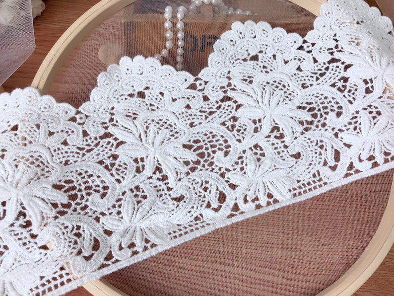 5.5 wide Cotton scalloped lace off white lace trim home decoration lace trim skirt trim lace