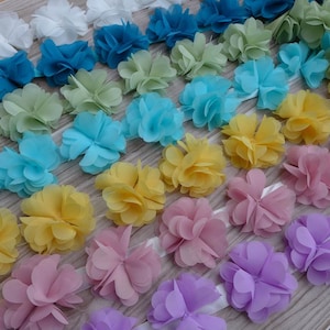 Chiffon Spitze, Hochzeit Rose Trim, Stirnbänder Blume, 2,5 "Chiffon Blume, Brautgürtel DIY Bedarf, wählen Sie Ihre Farben