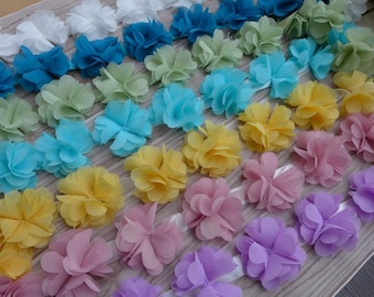 Chiffon Lace, Wedding Rose Trim, Headbands Flower, 2.5" Chiffon Flower, Bridal Belt DIY Supplies, Choose Your Colors