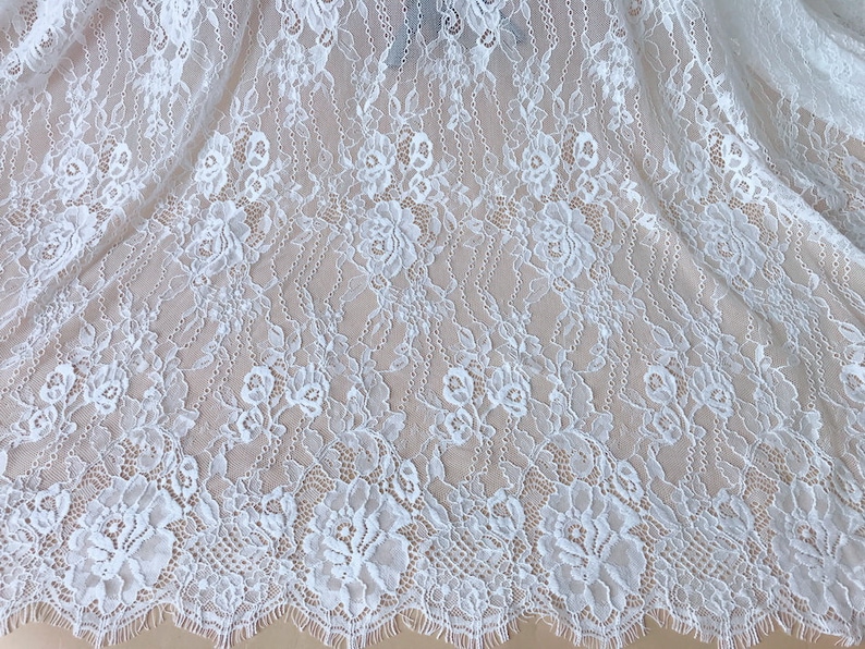 Elegant French Chantilly Lace White Floral Scalloped Lace | Etsy