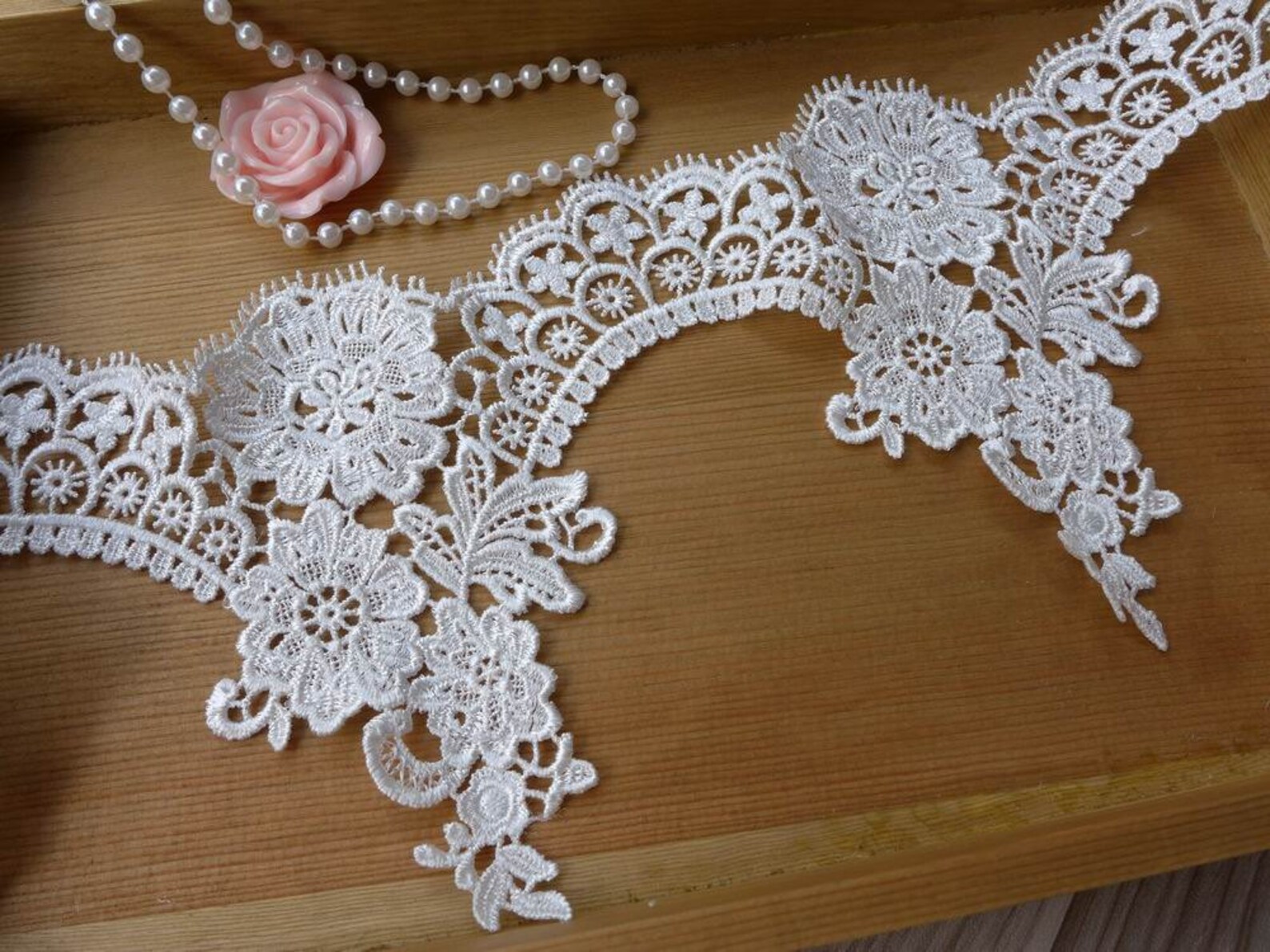 Whte Lace Trm, Brdal Vence Scalloped Lace, Weddng Vels Laces...