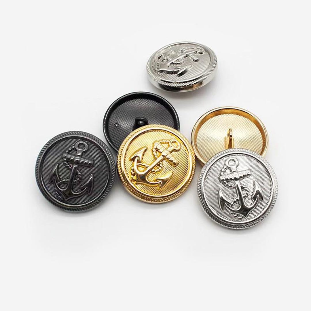 Vintage Anchor Shank Buttons, Round Metal Sewing Buttons Gold/gun ...