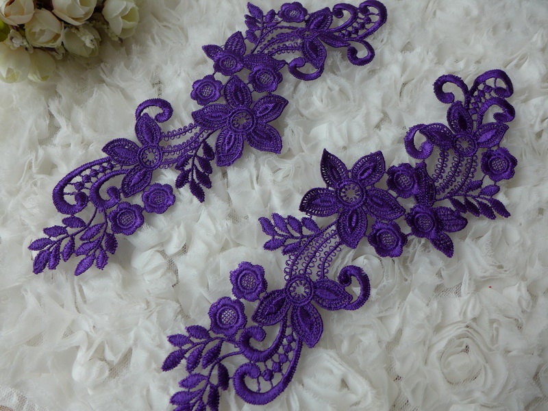 Purple Bridal Floral Applique Pair for Weddings, Bridal accessory, Applique or Jewelry Design