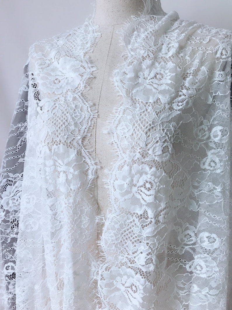 Elegant French Chantilly Lace White Floral Scalloped Lace | Etsy