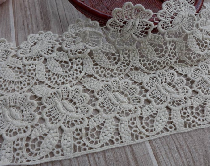 Vintage Beige Crochet Lace Trim Ecru Cotton Hollowed Lace Trim With ...
