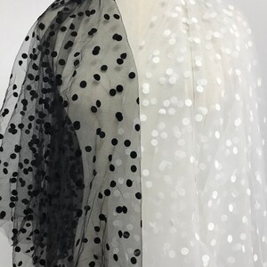 Black / off White Polka Dot Fabric Tulle Lace Fabric Retro - Etsy