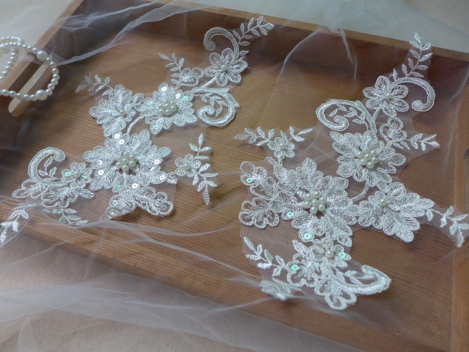 Ivory Beaded Paisley Lace Amani