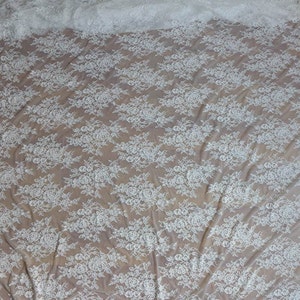 White Chantilly Lace Fabric Beautiful Roses Floral Wedding Fabric Unique Bridal Lace Fabric By The Yard image 4